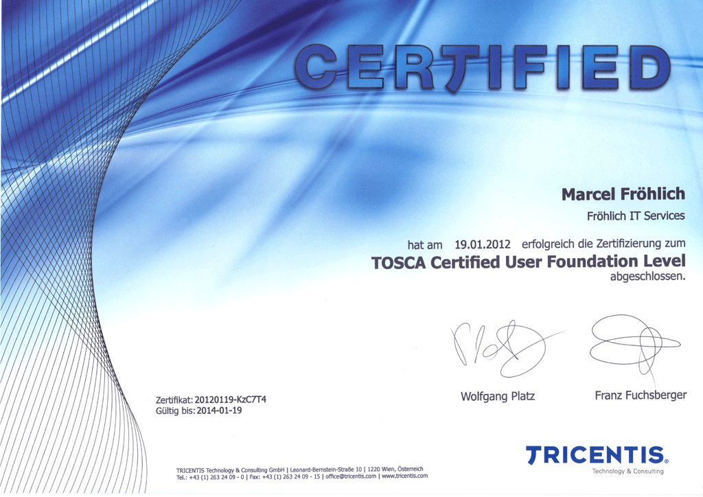 TOSCA Certified User Foundation Level