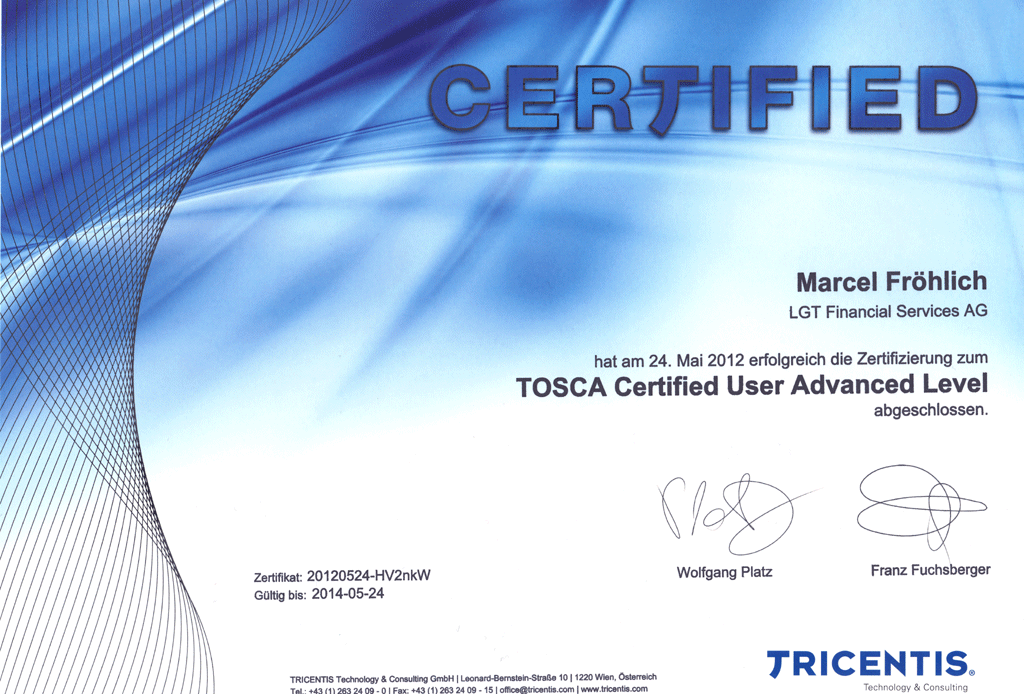 TOSCA Certified User Advanced Level